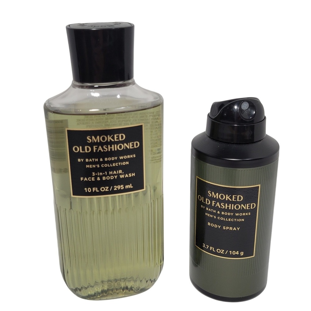 Bath Body Works Smoked Old Fashioned Men Hair Body Wash Shower Gel & Body Spray